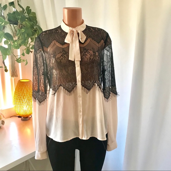 Asos Lace And Chiffon Blouse | Poshmark
